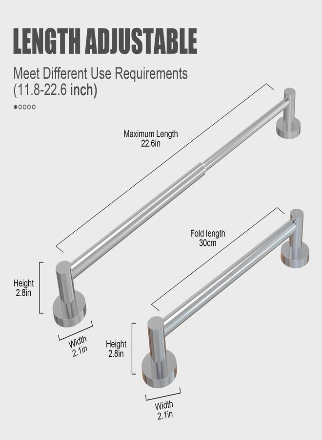 Honmein Towel Bar - Adjustable 304 Stainless Steel Towel Bars for Bathroom (11.8inch-22.6inch) Sturdy and Rustproof Wall Mounted Towel Rack for Bathroom Accessories - Image 3