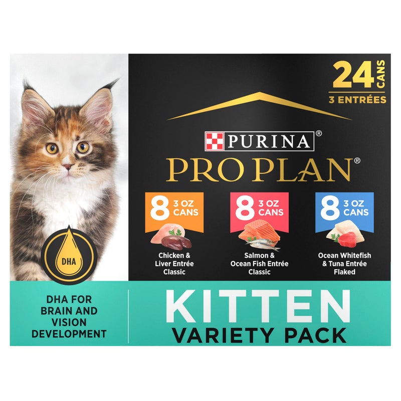 Purina Pro Plan High Protein Wet Kitten Food Variety Pack, DEVELOPMENT Kitten Favorites - (Pack of 24) 3 oz. Cans - Image 1