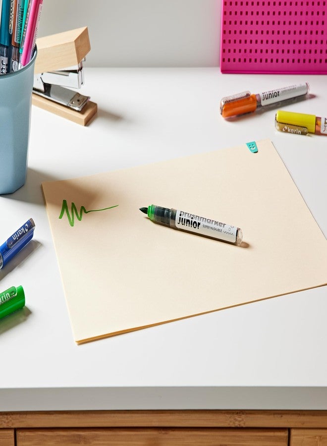 Karin Brushmarker PRO Junior 12pc Set - Safe, Super Washable Markers with 11 Vibrant Colors + Blender - Brush Tip Markers for Kids and Adults - 12 Water-based Brush Markers - for Budding Artists - Image 2