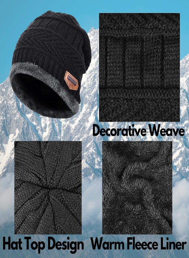 Sument Woollen Winter Beanie Cap with Neck Mufler Warmer Set for Men Women Slouchy Knitted Ultra Soft Elastic Warm Knit Skull Cap & Neck Mufler with Thick Lining for Winters and Snowboarding (Black) - Image 5