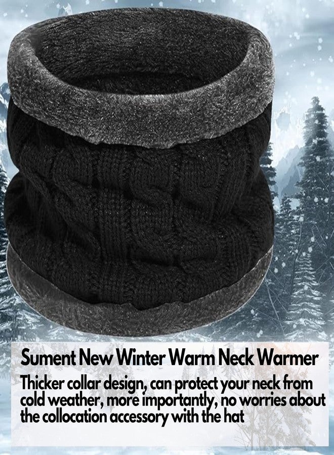 Sument Woollen Winter Beanie Cap with Neck Mufler Warmer Set for Men Women Slouchy Knitted Ultra Soft Elastic Warm Knit Skull Cap & Neck Mufler with Thick Lining for Winters and Snowboarding (Black) - Image 4