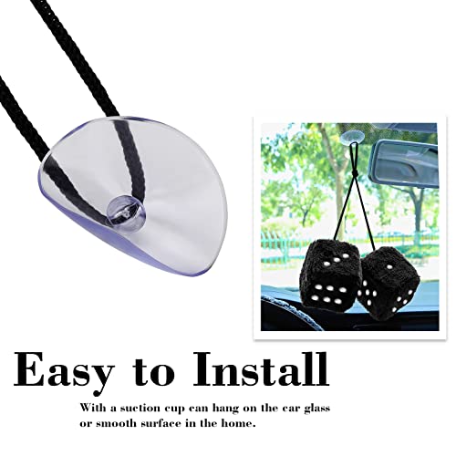 Soleebee Pair Fuzzy Plush Dice Car Hanging Ornament, White with Black Dots Soft Plush Dice Car Decoration Car Rear View Mirror Hanging Accessories (Black B) - Image 5