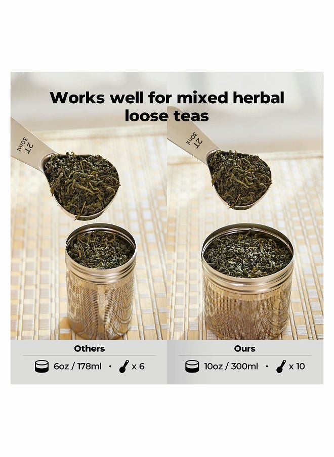 Tea Infuser, 2 Pcs Large Capacity Strainer, Extra Fine Mesh Filter, 304 Stainless Steel with Threaded Lid and Extended Chain Hook to Brew Loose Leaf Herb Iced Soup Coffee