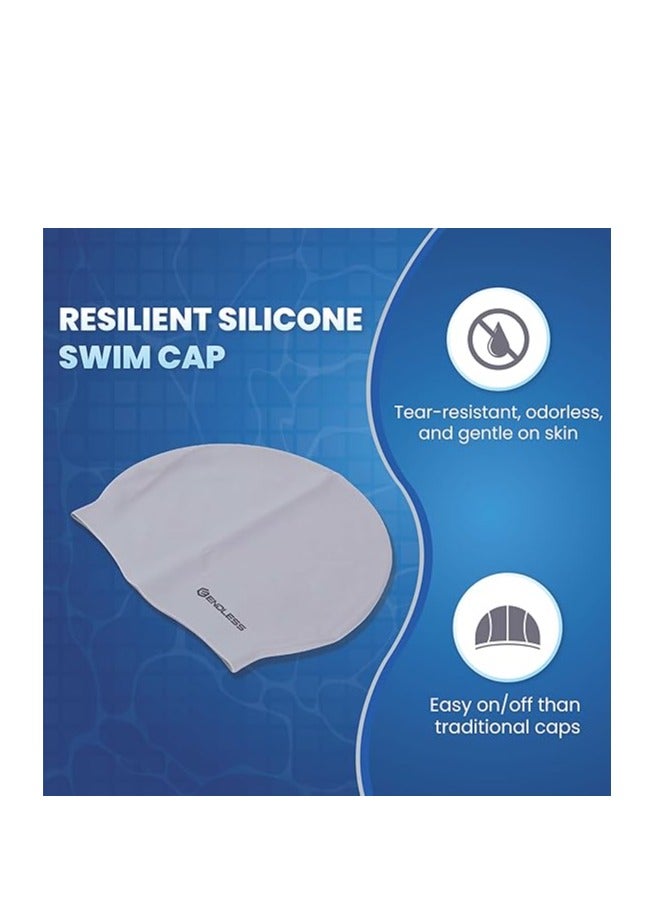 ENDLESS  Comfortable Silicon Swimming Cap with Ergonomic Ear Pockets | Fully Elastic Waterproof Cap for Long and Short Hair with Thicker Edge | For Women and Men - Image 2