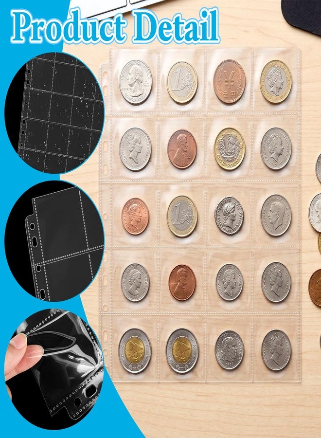 VOKOY 1000 Pockets Coin Pages, 50 Sheets Clear Coin Sleeves for 2" x 2" Cardboard Coin Holders Plastic Stamp Collection Supplies Organizer Sheet Protective Photo Slide Pages for Collectors - Image 3