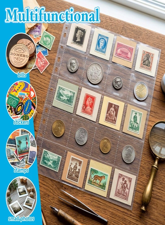 VOKOY 1000 Pockets Coin Pages, 50 Sheets Clear Coin Sleeves for 2" x 2" Cardboard Coin Holders Plastic Stamp Collection Supplies Organizer Sheet Protective Photo Slide Pages for Collectors - Image 4