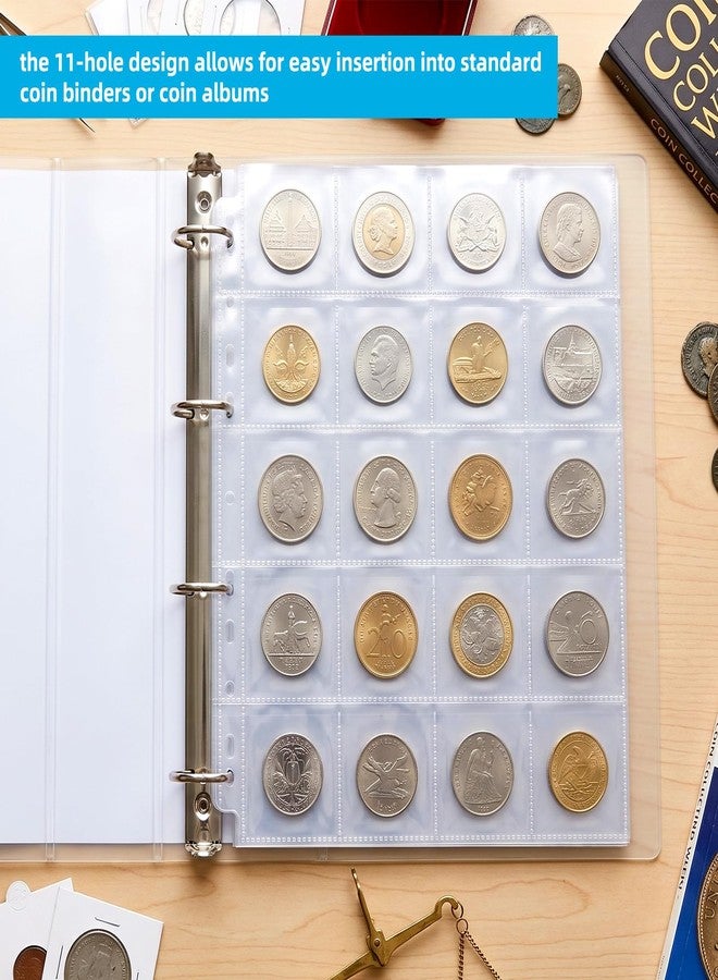 VOKOY 1000 Pockets Coin Pages, 50 Sheets Clear Coin Sleeves for 2" x 2" Cardboard Coin Holders Plastic Stamp Collection Supplies Organizer Sheet Protective Photo Slide Pages for Collectors - Image 5