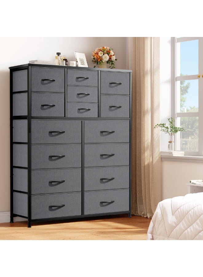 ACPLAY Tall Fabric Dresser with 15 Drawers, Storage Tower with Metal Frame & Wooden Top, Chest Organizer for Bedroom, Closet, Entryway, Living Room  - Image 3