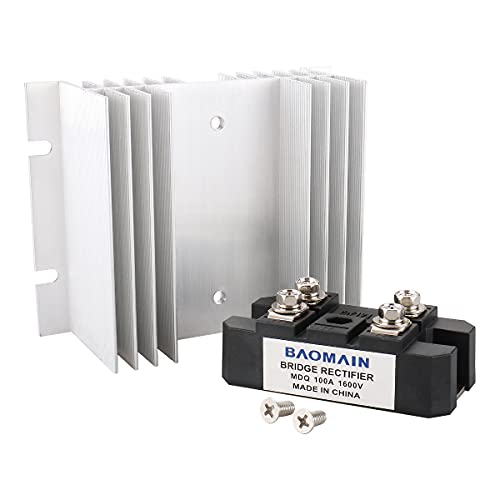 Baomain Bridge Rectifier MDQ-100A, 100A 1600V, Diode Module with Heat Sinks Aluminum - Image 2