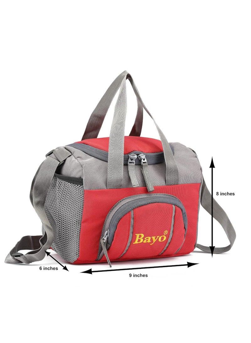 Bayo Polyester Waterproof Lunch Tiffin Bag for School Office & Picnic 5 L (Red) - Image 1