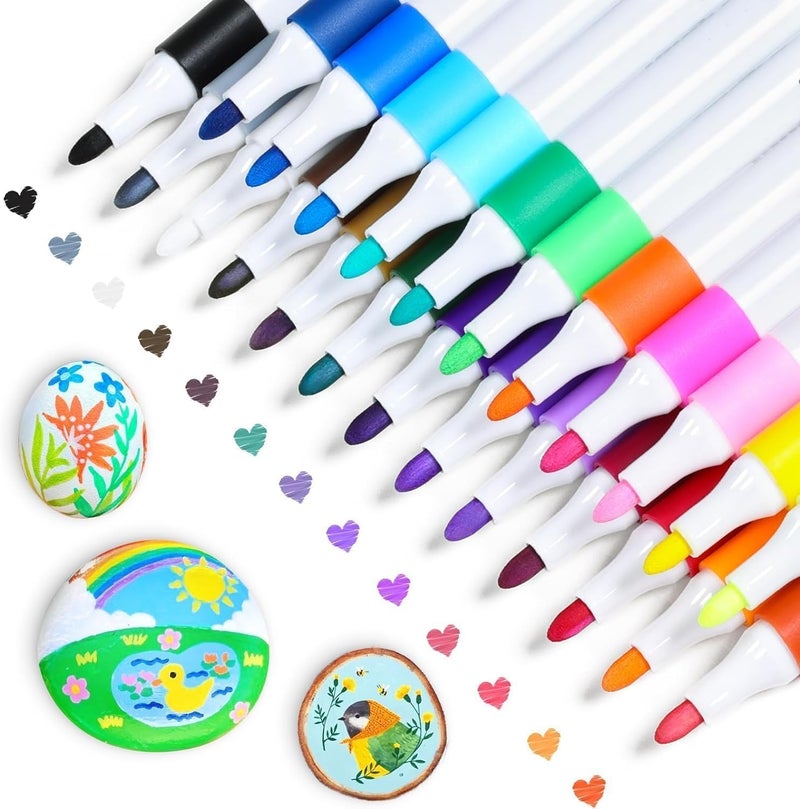 Amitasha 24 Shades Acrylic Markers Pen Paint Set for Rock Painting Wood Painting Art Craft Calligraphy Drawing Glass Ceramic Fabric Journal Doodling Writing Books Perfect for Sketching - Image 1