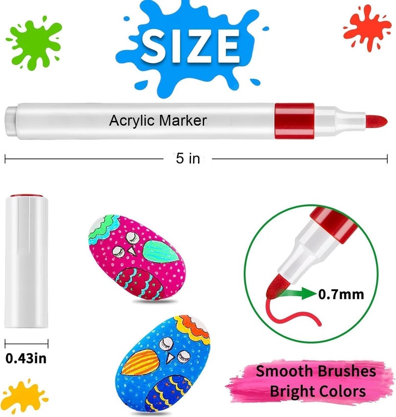 Amitasha 24 Shades Acrylic Markers Pen Paint Set for Rock Painting Wood Painting Art Craft Calligraphy Drawing Glass Ceramic Fabric Journal Doodling Writing Books Perfect for Sketching - Image 2