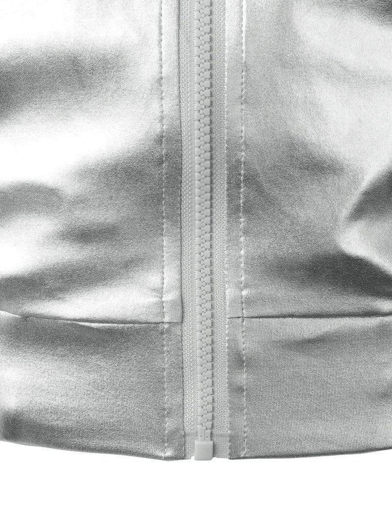 JOGAL Men's Metallic Silver Jacket Gold 70's Disco Costume Medium Silver - Image 4