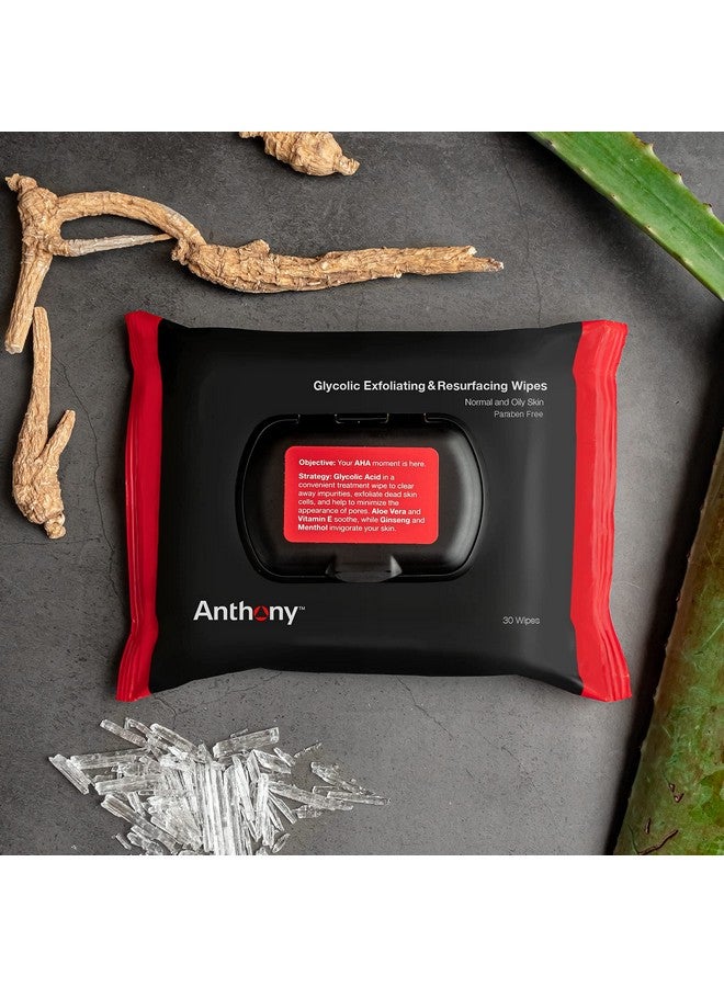 Anthony Glycolic Exfoliating & Resurfacing Wipes - Men’s Cleansing Face Cloths to Clean and Brighten Complexion - Gentle Pore Refining for Normal, Oily or Sensitive Skin - 30 Sheets per Bag - Image 3