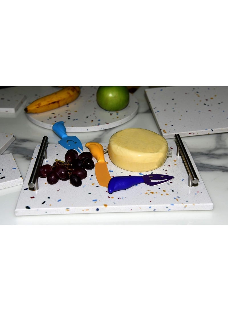 Colorful multipurpose organizer tray 30x20x1.2cm with stainless handles - Image 1