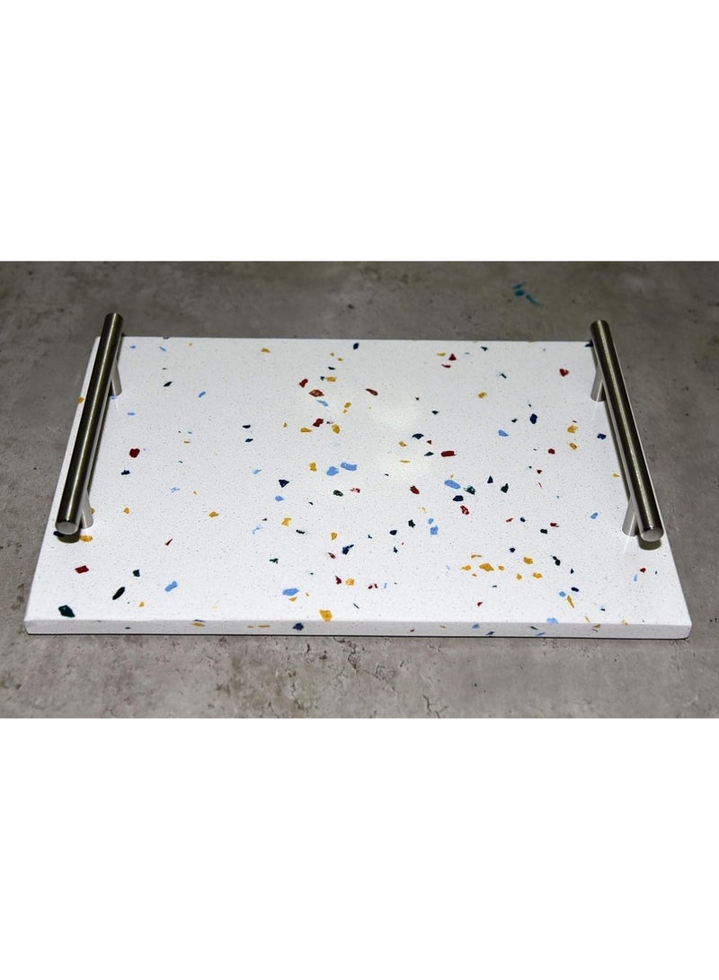 Colorful multipurpose organizer tray 30x20x1.2cm with stainless handles - Image 2