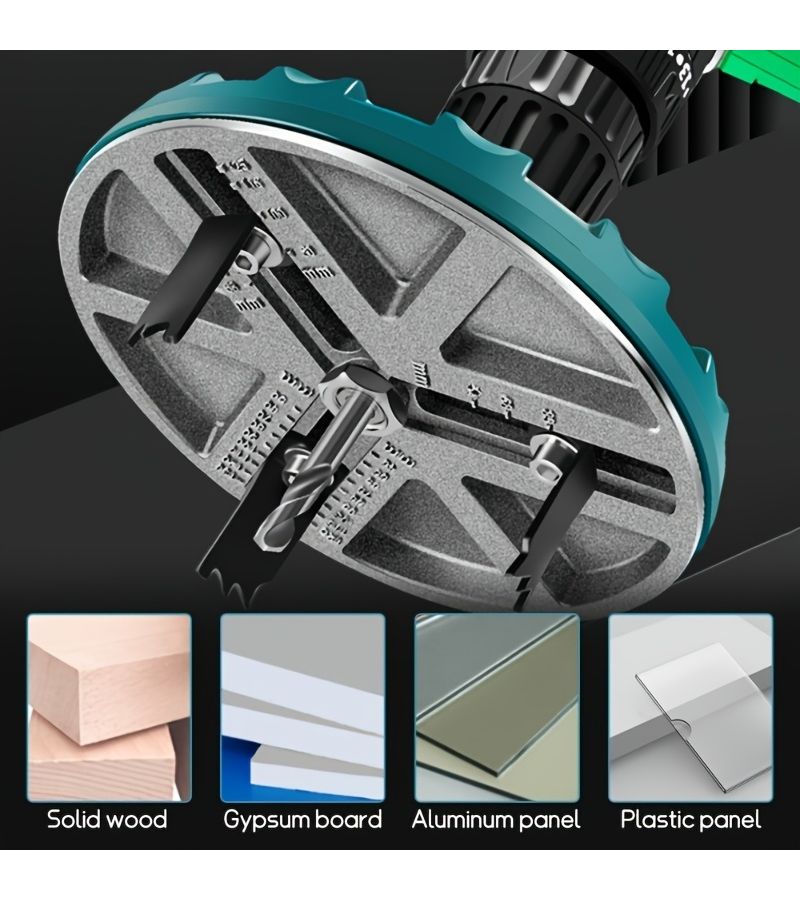1 Set Adjustable Woodworking Hole Opener 4.5 To 13 Cm 1.77 To 5.12 Inch Diameter For Drilling Wood Plastic Drywall Thin Metal And Metal Structures - Image 4