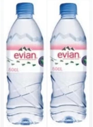 2 Evian Natural Mineral Water - 500 ml