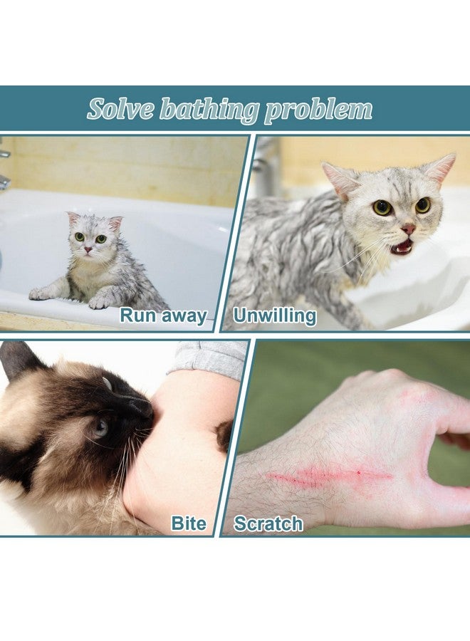 Catcan Cat Bathing Bag, Breathable Mesh Anti Scratch Adjustable Cat Grooming Bag for Nail Trimming, Bathing Polyester Soft Cat Washing Bag - Image 5