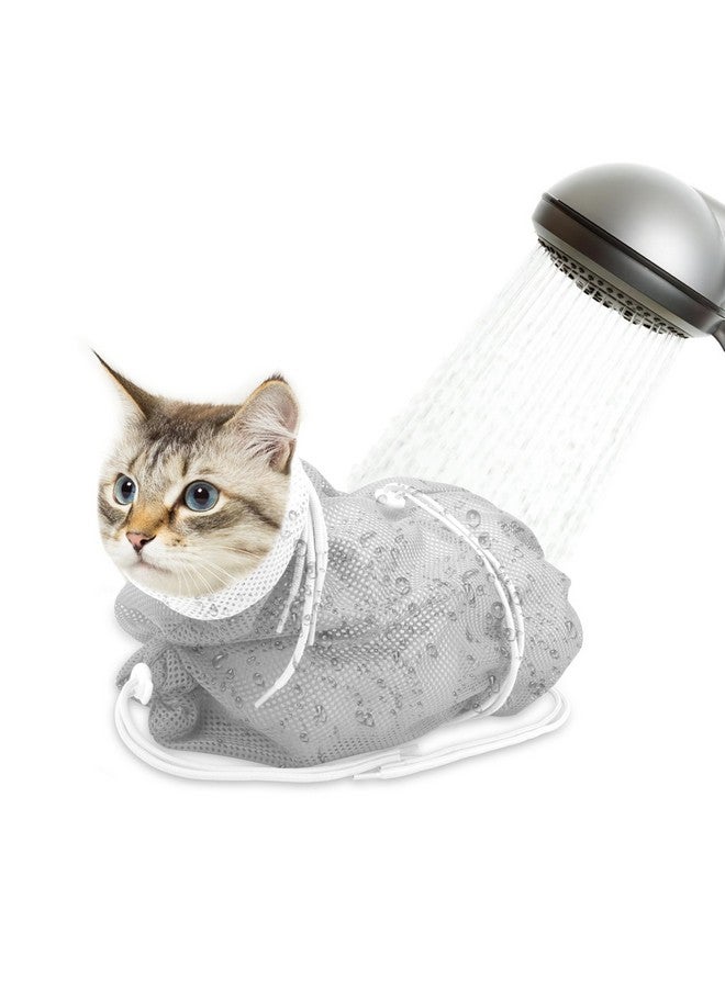 Catcan Cat Bathing Bag, Breathable Mesh Anti Scratch Adjustable Cat Grooming Bag for Nail Trimming, Bathing Polyester Soft Cat Washing Bag - Image 1