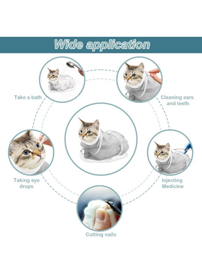 Catcan Cat Bathing Bag, Breathable Mesh Anti Scratch Adjustable Cat Grooming Bag for Nail Trimming, Bathing Polyester Soft Cat Washing Bag - Image 4
