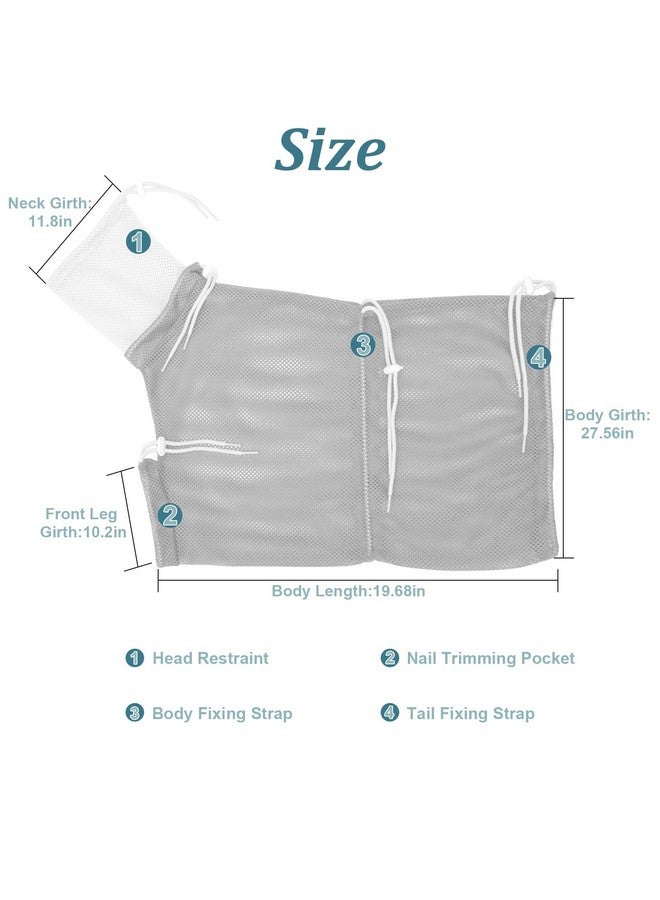 Catcan Cat Bathing Bag, Breathable Mesh Anti Scratch Adjustable Cat Grooming Bag for Nail Trimming, Bathing Polyester Soft Cat Washing Bag - Image 2