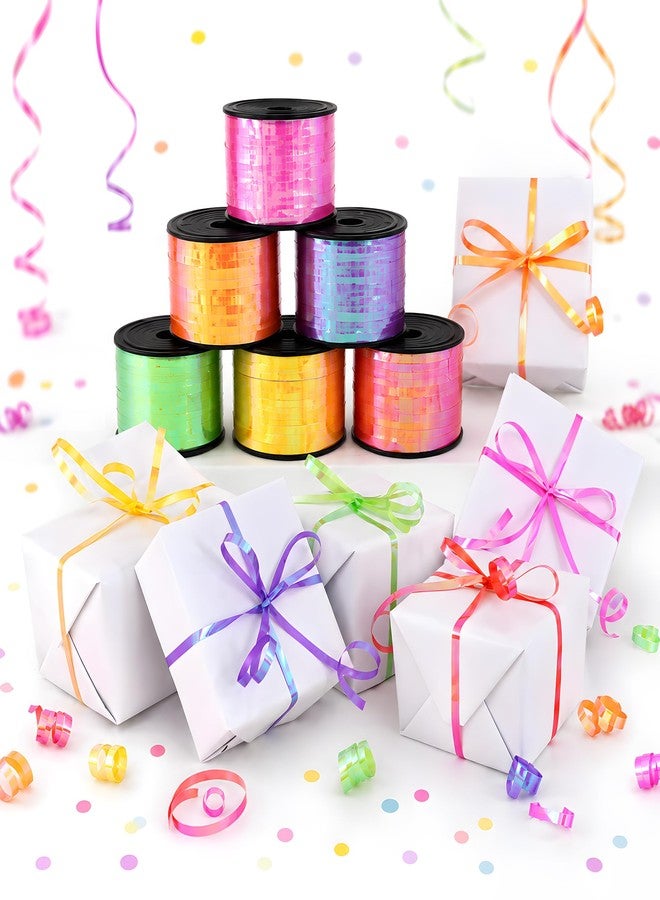 BEISHIDA 6 Assorted Colors Shiny Curling Ribbons Balloon String Ribbons - Rainbow Colors 6 Rolls for Gift Warppping Birthday Party Decorations（Total 600 Yards） - Image 5