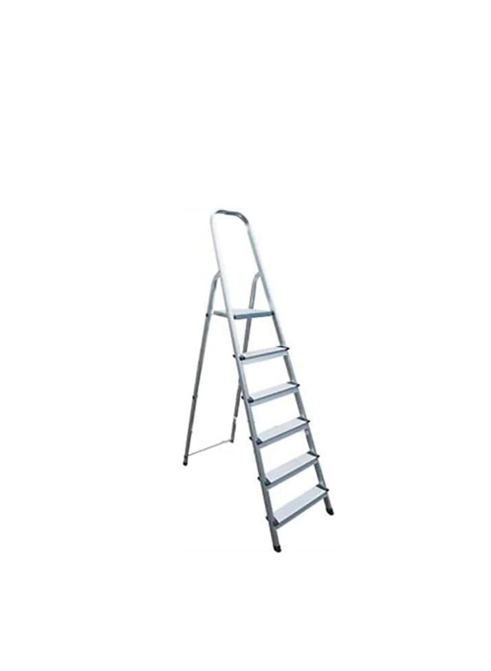 ROBUSTLINE Robustline Steel Ladder 6 Steps Foldable Step Ladder with Handgrip and Non-Slip Treads, 150 kgs Weight Capacity- Silver 