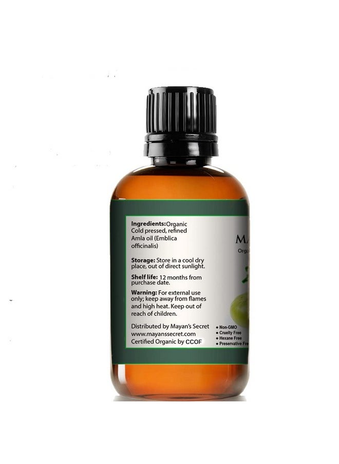 Mayan's Secret - 4Oz Pure Amla Oil For Hair Growth Cold Pressed Virgin Organic Usda Certified 
