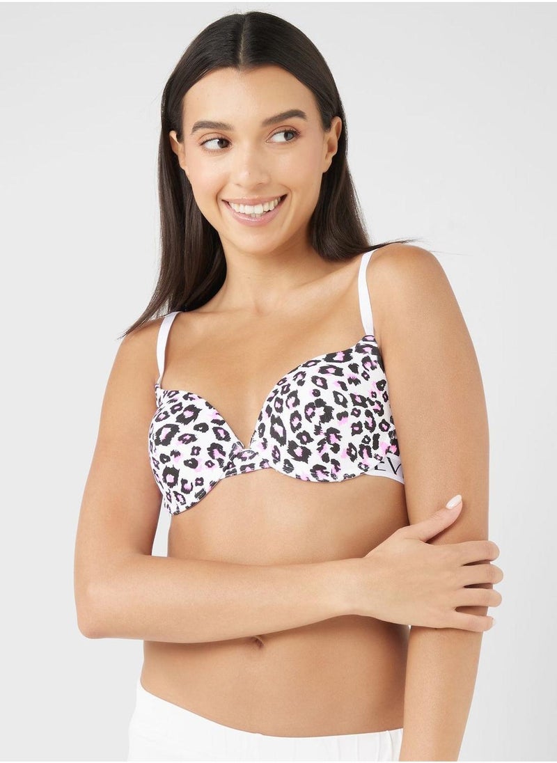 Isla & Evie - Logo Printed Push Up Bra - Image 1