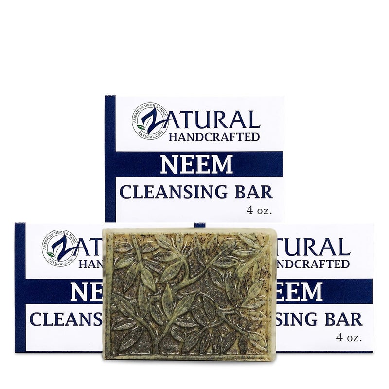 Zatural Neem Soap Bar UltraSensitive SkinSoothing TherapyRelieves skin irritation itching flaking  dryness 3 Count