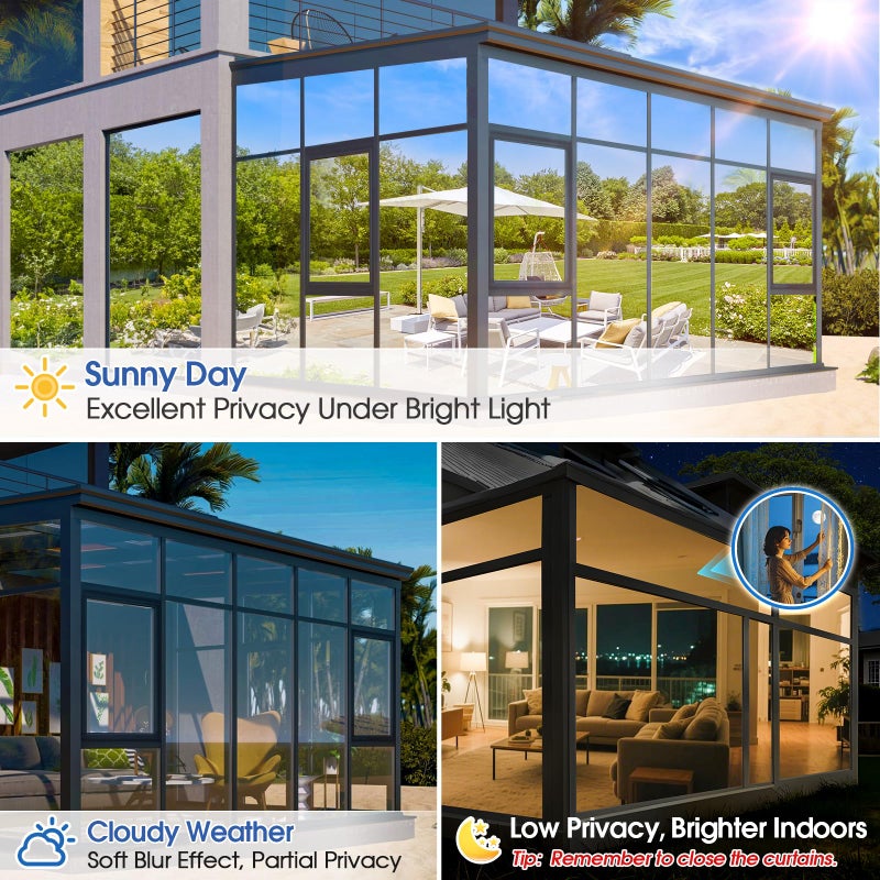 Windimiley One Way Privacy Window Film,Sun Blocking Window Film with 3 Tools, Heat & UV Blocking Window Tint Film for Home, Easy Install DIY Office Window Covering See Out Not in (17.5 x 78.7 Inch,Silver) - Image 5
