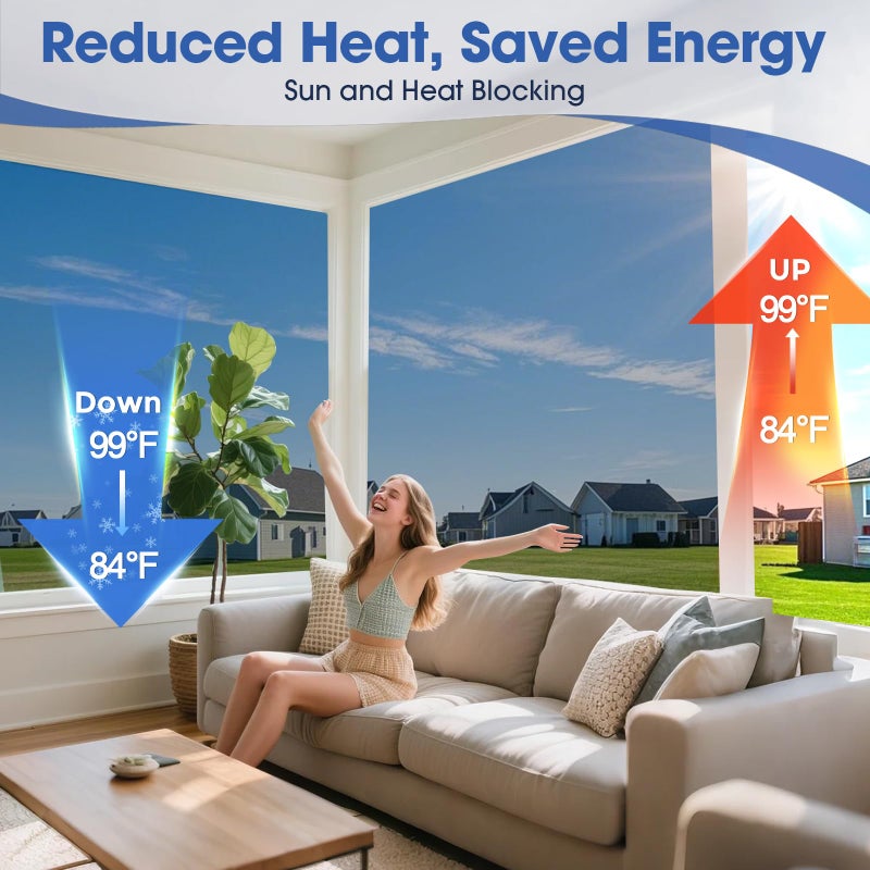 Windimiley One Way Privacy Window Film,Sun Blocking Window Film with 3 Tools, Heat & UV Blocking Window Tint Film for Home, Easy Install DIY Office Window Covering See Out Not in (17.5 x 78.7 Inch,Silver) - Image 3