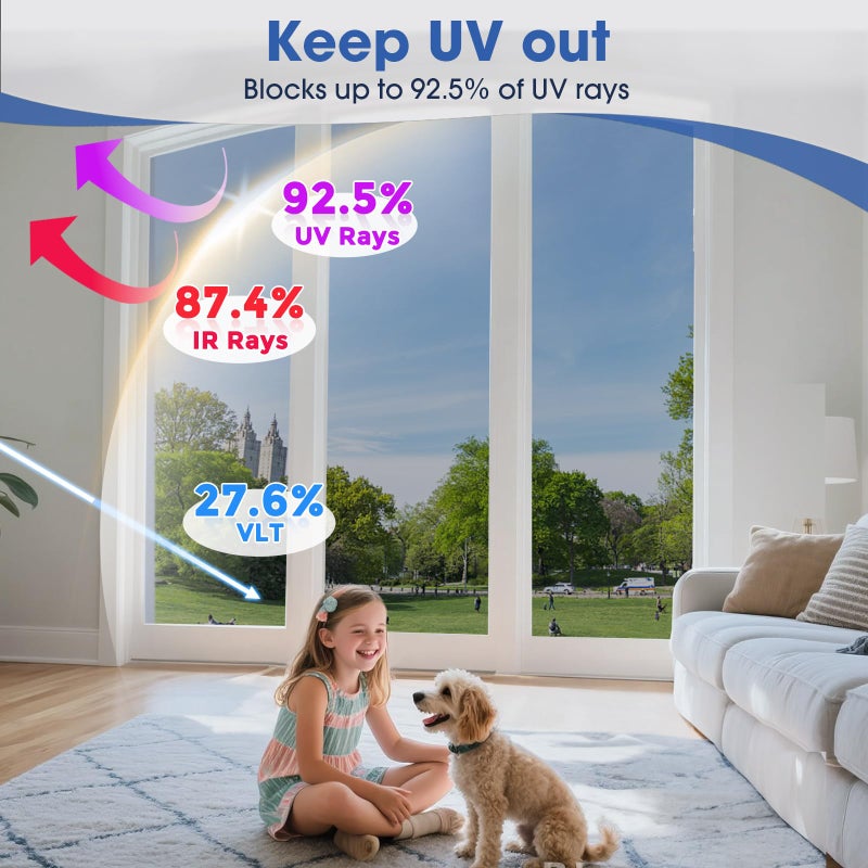 Windimiley One Way Privacy Window Film,Sun Blocking Window Film with 3 Tools, Heat & UV Blocking Window Tint Film for Home, Easy Install DIY Office Window Covering See Out Not in (17.5 x 78.7 Inch,Silver) - Image 4