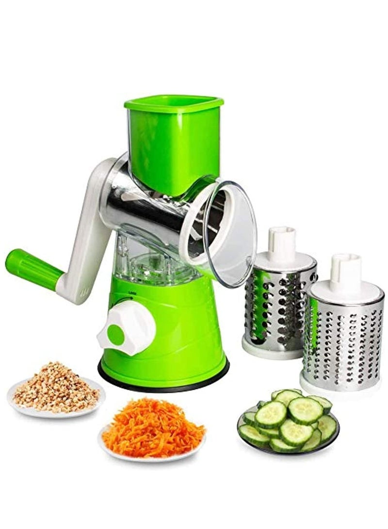 ELTRAZONE Manual Tabletop Drum Cheese Grater, 3 In 1 Rotary Shredder Slicer Grinder For Cucumber Nut Potato Carrot Cheese, Vegetable Salad Shooter - Image 1