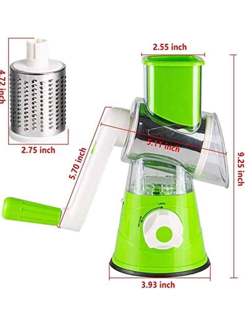 ELTRAZONE Manual Tabletop Drum Cheese Grater, 3 In 1 Rotary Shredder Slicer Grinder For Cucumber Nut Potato Carrot Cheese, Vegetable Salad Shooter - Image 2