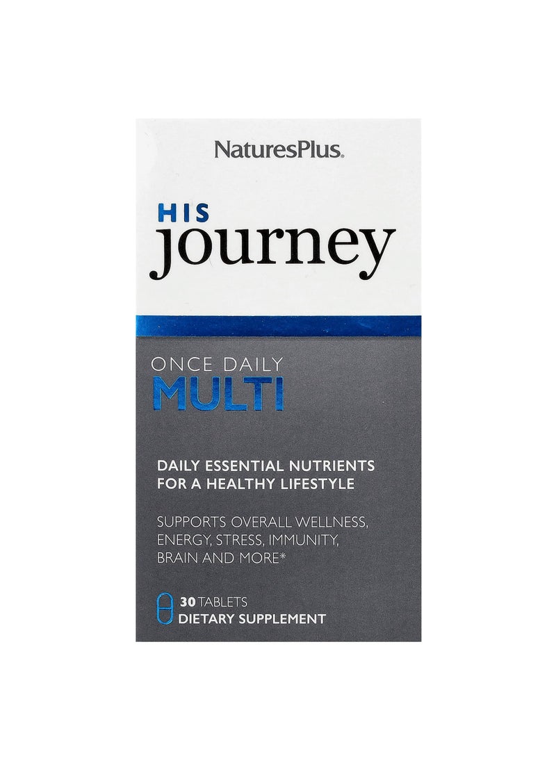 NaturesPlus His Journey, Once Daily Multi, 30 Tablets