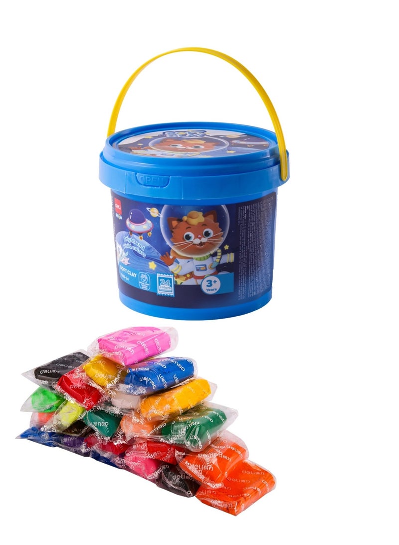 Deli طقم دلو من الطين الناعم 24 قطعة بألوان متعددة - Image 1