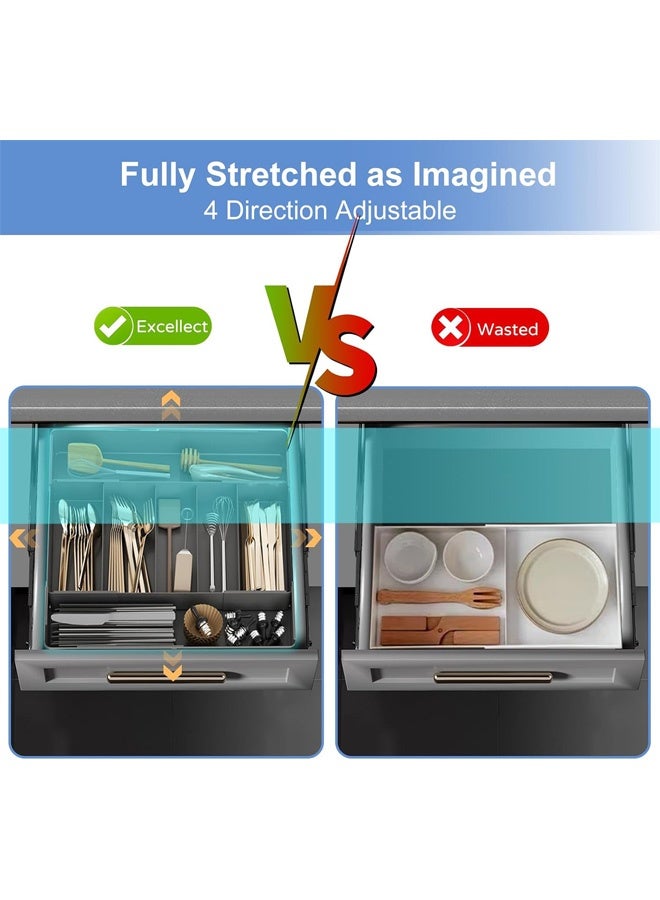 ZERIFAM Expandable Silverware Drawer Organizer, Adjustable Utensil Tray with Custom Compartments, BPA-Free Utensil Tray, Large-Capacity Storage for Forks, Spoons & Cooking Tools - Image 3