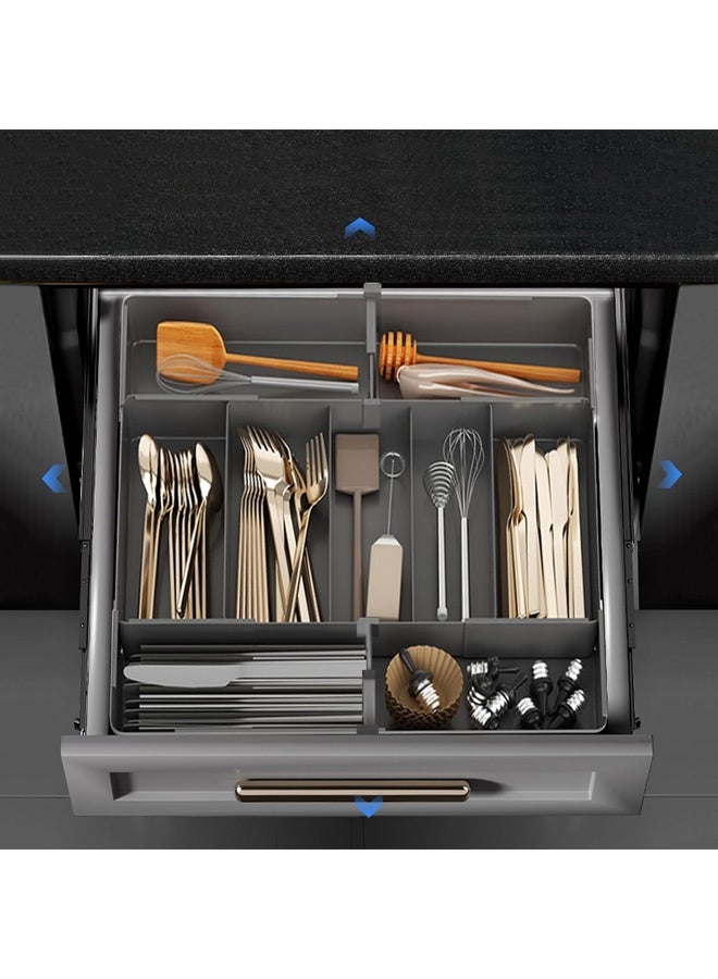 ZERIFAM Expandable Silverware Drawer Organizer, Adjustable Utensil Tray with Custom Compartments, BPA-Free Utensil Tray, Large-Capacity Storage for Forks, Spoons & Cooking Tools - Image 1