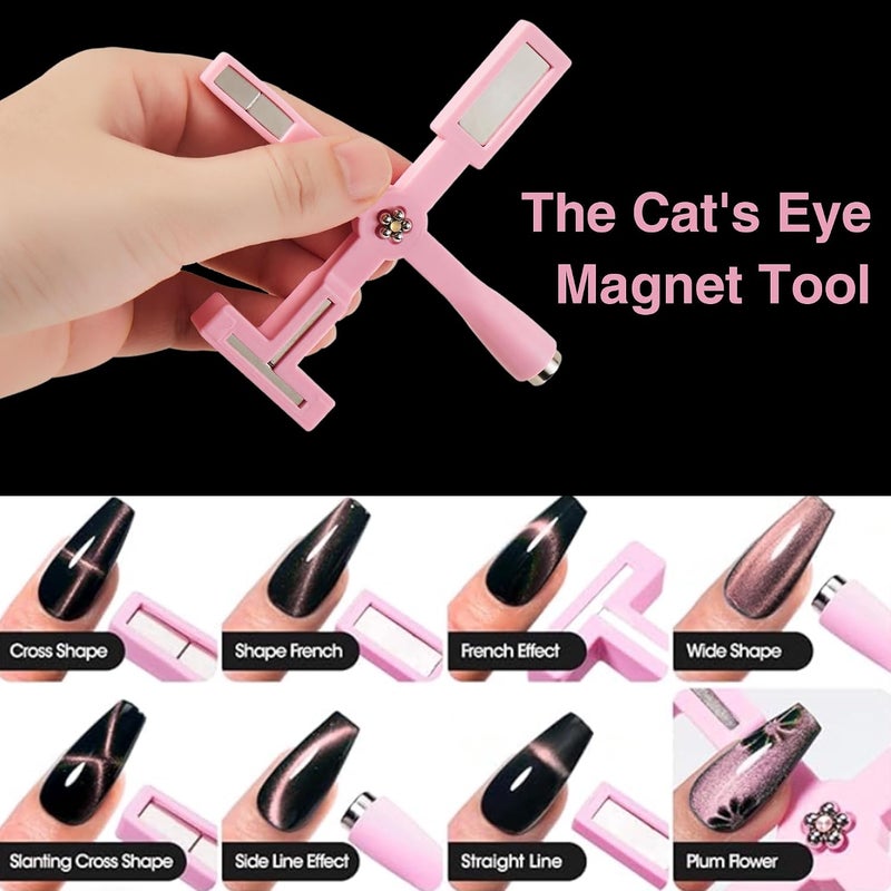 NOVAL Cat Eye Magnet Tool, 5 in 1 Cateye Magnet for Nails, Horseshoe Magnet for Nail Polish, Nail Magnet Tool, Multi-Function 3D Magnetic Cat Eye Gel Polish Nail Art, for Salon, Studio or home use - Image 3