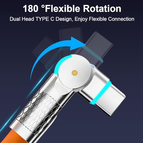 Verilux® 240W Type C Cable Fast Charging with LED, 9.8Ft 180 Degree No Tangle PVC C Type Charger Cable with 480Mbps Data Transmission USB C for iPhone 17/17 Pro/17 Pro Max/16/15, Galaxy S25/S24 - Image 4