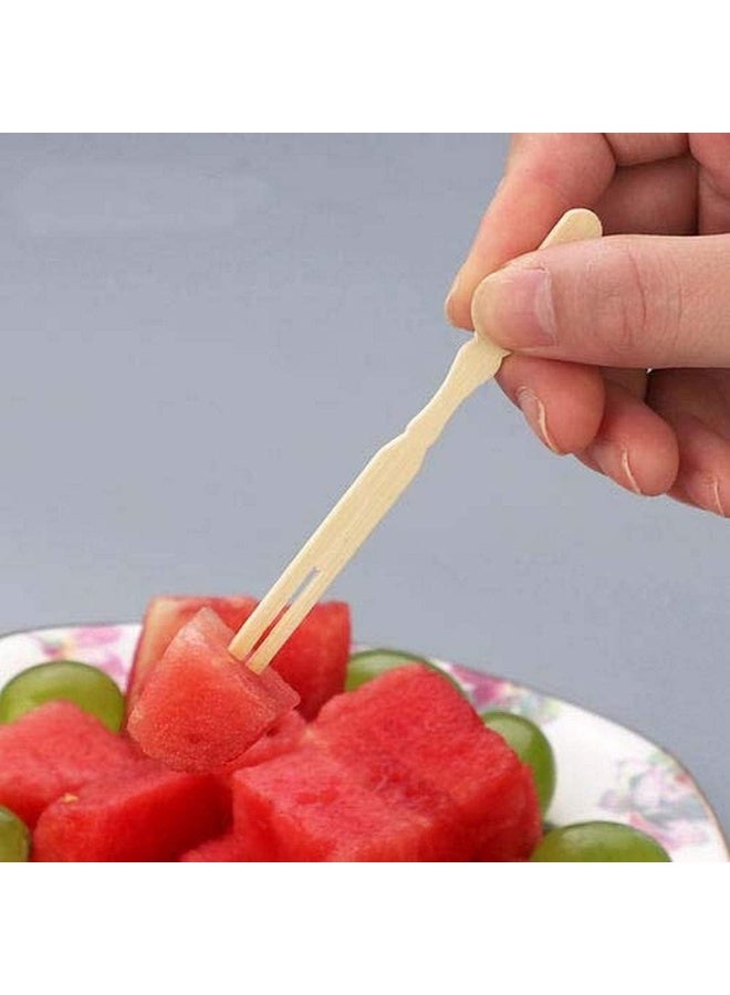 Bamboo 100pcs Natural Bamboo Miniature Appetizer Forks – Eco-Friendly Fruit Sticks & Cocktail Picks - Image 1