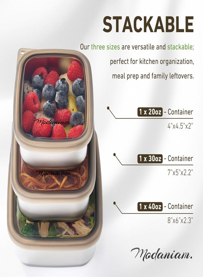 Modaniam Stainless Steel Lunch Box Adult| Meal Prep| Food Storage| Stainless Steel Lunch Containers with clear Silicone Lids| Leak Resistant|20,30, 40 OZ| Bento Box | Metal lunch Box |Lunchbox | Bentobox - Image 2