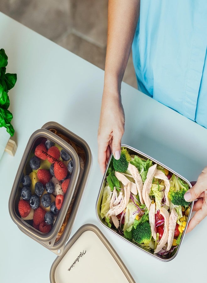 Modaniam Stainless Steel Lunch Box Adult| Meal Prep| Food Storage| Stainless Steel Lunch Containers with clear Silicone Lids| Leak Resistant|20,30, 40 OZ| Bento Box | Metal lunch Box |Lunchbox | Bentobox - Image 5