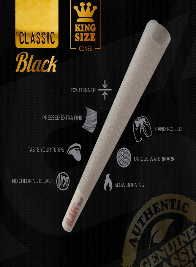 RAW Black Cones King Size - 100 Pack - Slow Burning Pre Rolled Cones Pressed Extra Fine for Thin, Naturally Translucent Paper with Tips & Packing Tubes Included - Image 3
