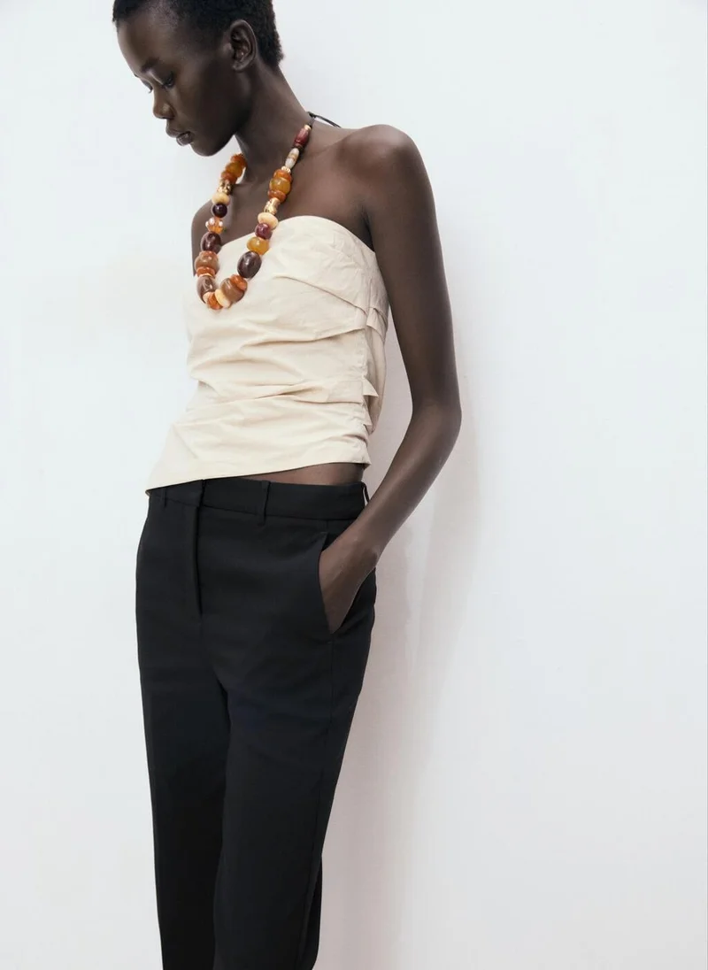 MANGO Straight-cut crop trousers