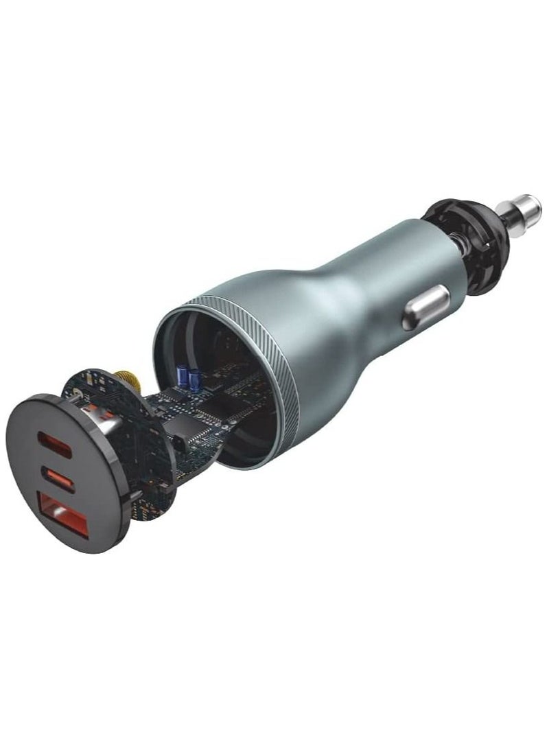 blupebble NaviPower 95W 3-Port Fast Car Charger | 65W USB-C PD + QC 3.0 + USB-A Fast Charging Adapter for iPhone 16/15/14/13, iPad Pro, MacBook & Android Devices - Image 3