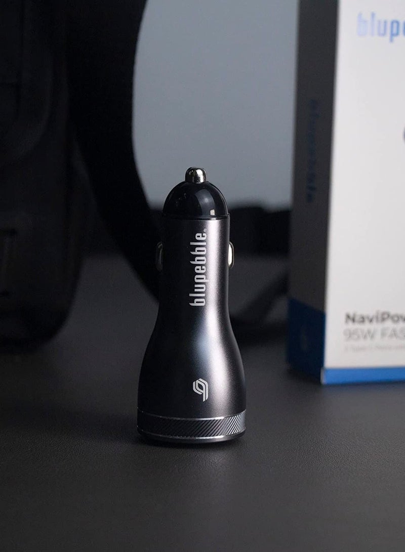 blupebble NaviPower 95W 3-Port Fast Car Charger | 65W USB-C PD + QC 3.0 + USB-A Fast Charging Adapter for iPhone 16/15/14/13, iPad Pro, MacBook & Android Devices - Image 5