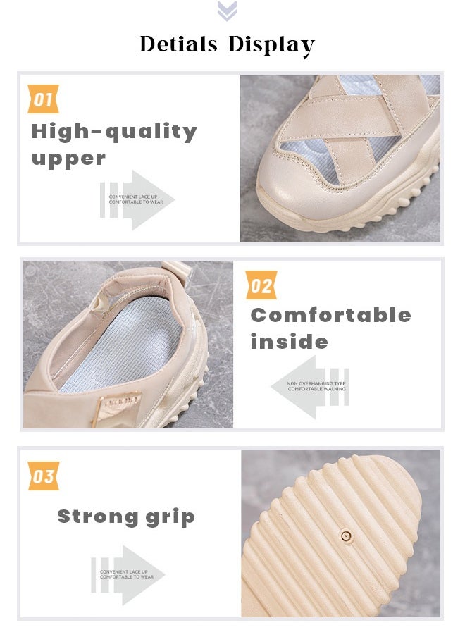 Generic Summer's high-rise platform genuine leather sandals with ventilation and lightness, perfect for casual wear, featuring a closed-toe design that exudes fashion charm.  - Image 5
